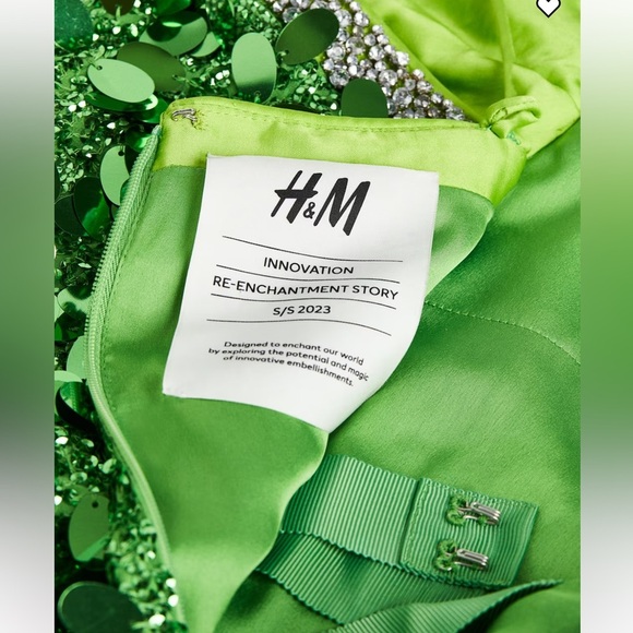H&M Studio Green Sequined Embellished mini Dress Designer Re-enchantment - Picture 6 of 16